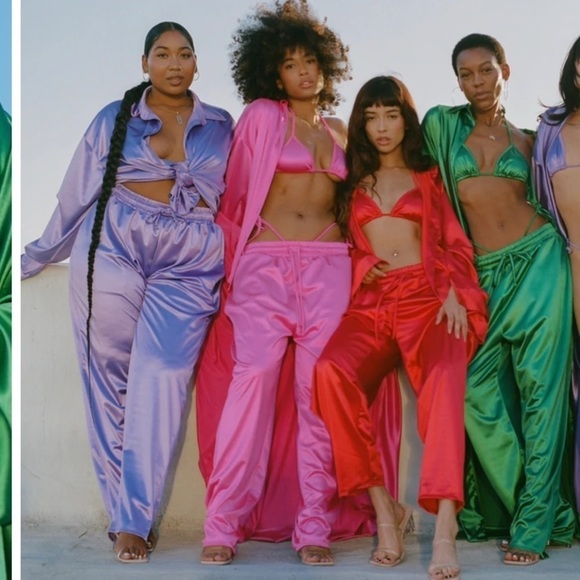 Laina Rauma S pants Purple Lavender pant club bed satin drawstring straight leg - Picture 5 of 9